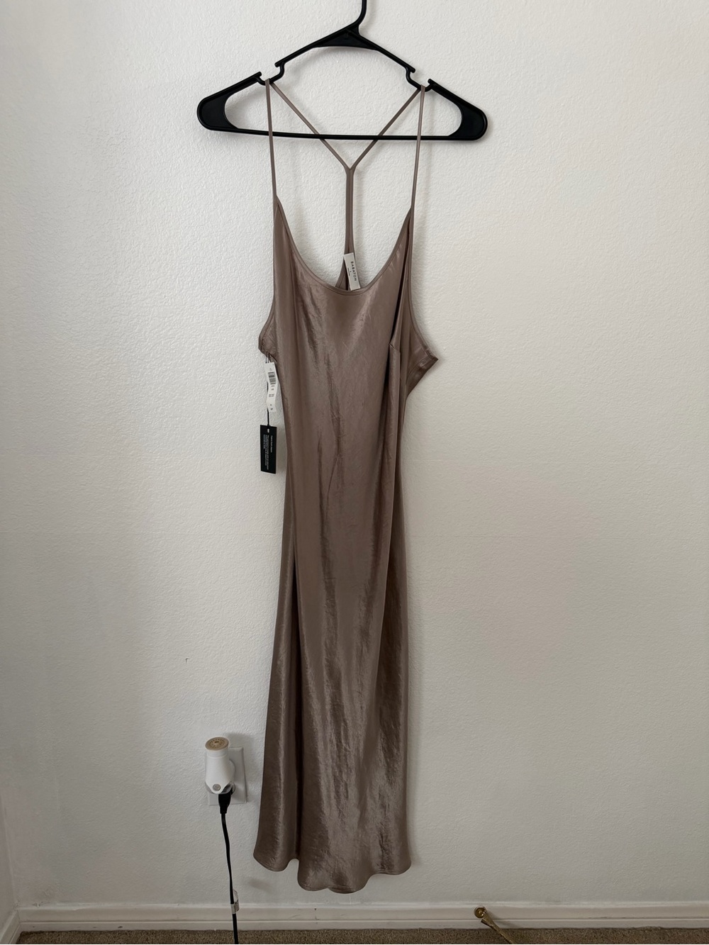 Aritzia Satin Slip Dress in Taupe